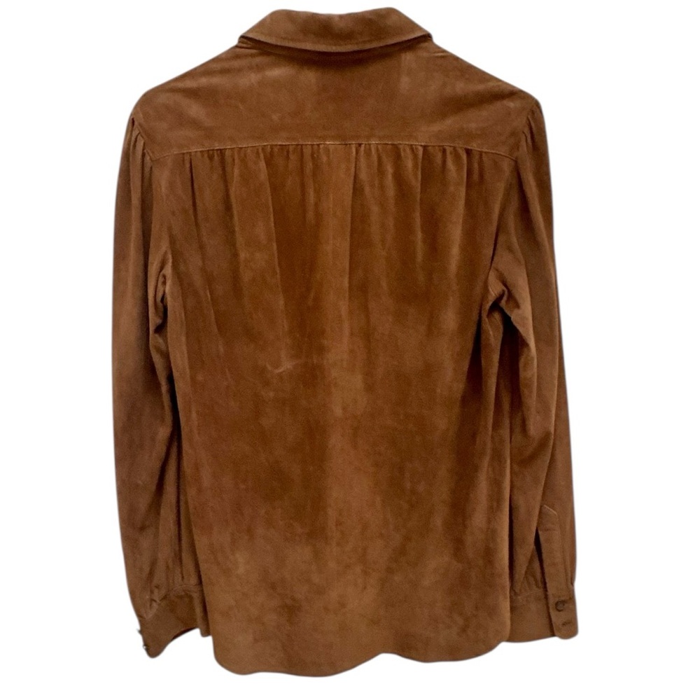 Vintage Ralph Lauren 100% Suede Leather Button-Down Blouse - Picture 6 of 10